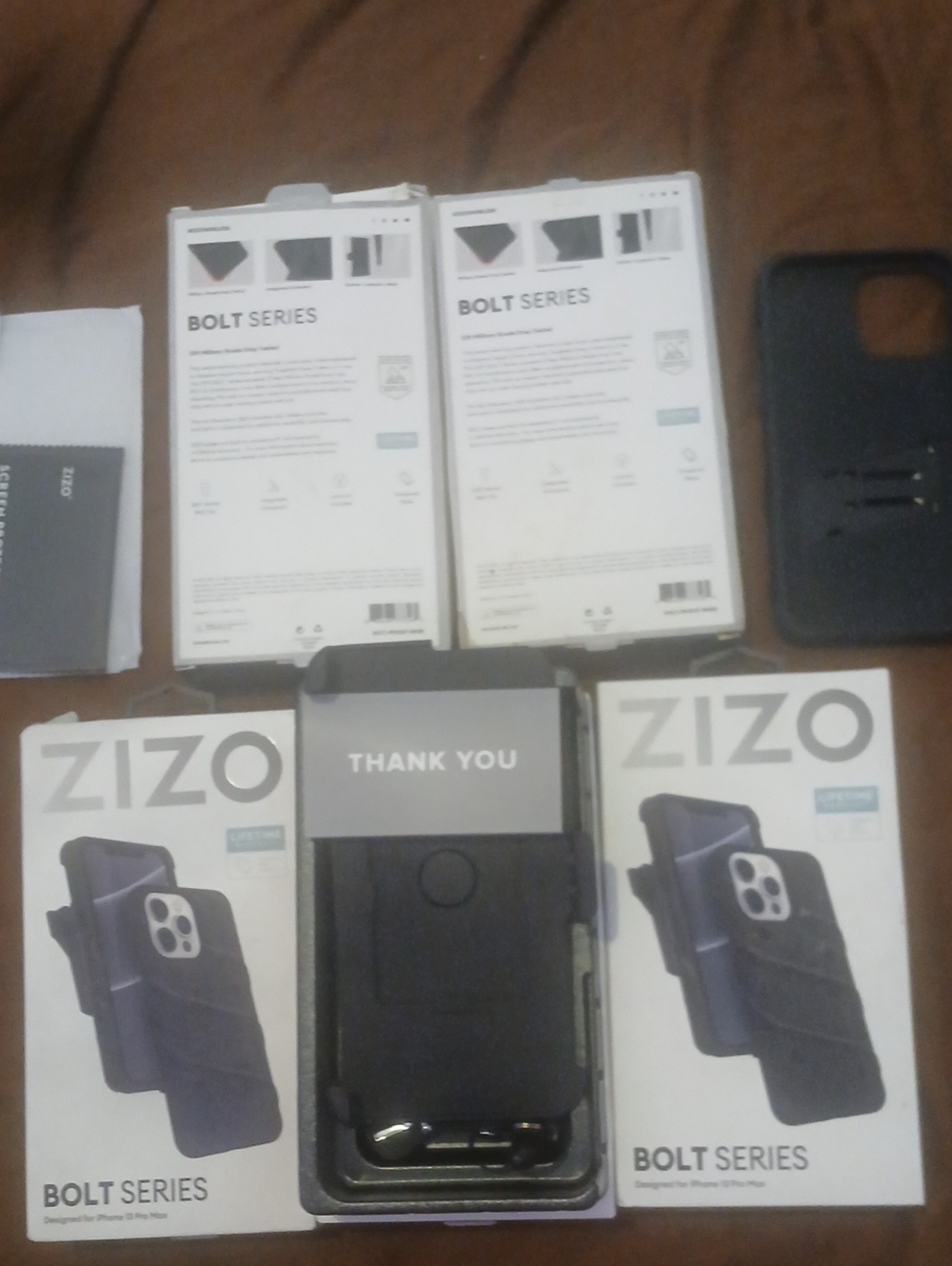 Bolt Series Black Phone Case w/clip & Screen Protector bundle